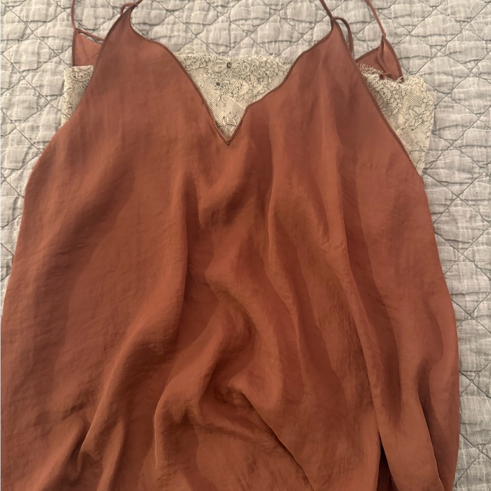 Free People Intimately Rust Slip Shirt with Lace